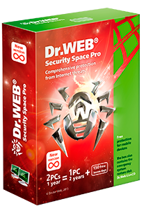 Dr. Web Security Space PRO, на 12 месяцев, на 2 ПК box